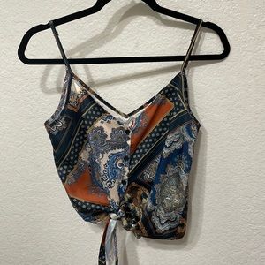 Cute print satin top